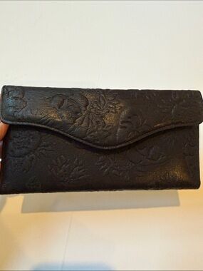 Buxton Embossed Black Leather Wallet